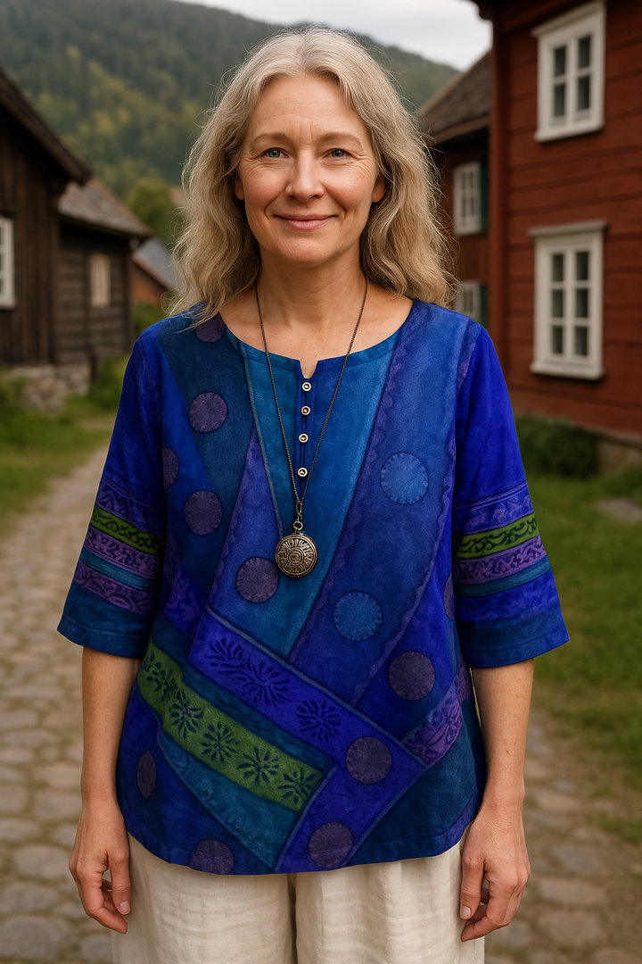 Sigga® | Komfortabel og farverig top med halvlange ærmer