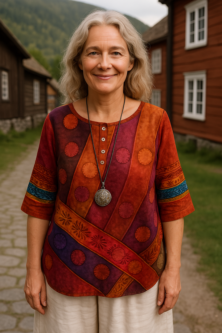 Sigga® | Komfortabel og farverig top med halvlange ærmer