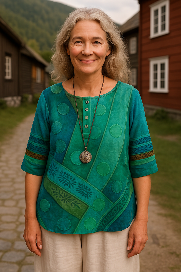 Sigga® | Komfortabel og farverig top med halvlange ærmer