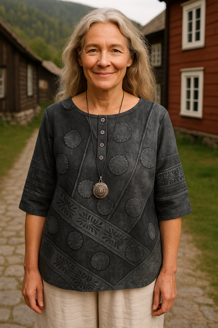 Sigga® | Komfortabel og farverig top med halvlange ærmer
