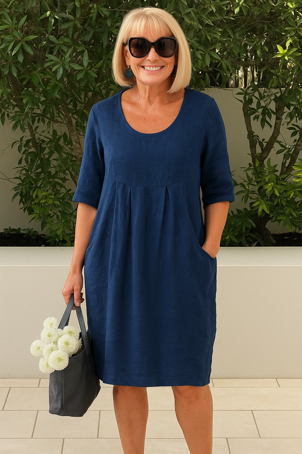 Nola® | Hverdags Linned Lommer Kjole