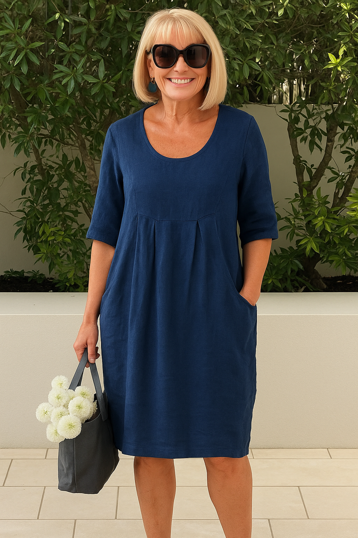 Nola® | Hverdags Linned Lommer Kjole