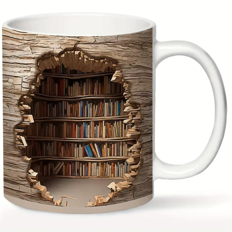 Cuphera® | Magisk varmeændrende biblioteksudsigt krus - Fortryllede bogreol kaffekrus