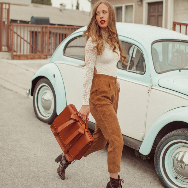 Retro Kysset Blå Rose Taske