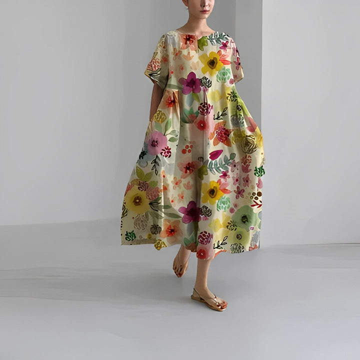 Vilda® | Boho-blomstret kjole i blød bomuld