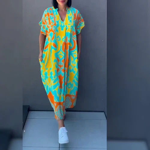 Runa® | Afslappet maxikjole med kunstnerisk print