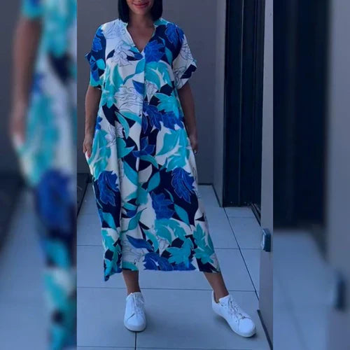 Runa® | Afslappet maxikjole med kunstnerisk print