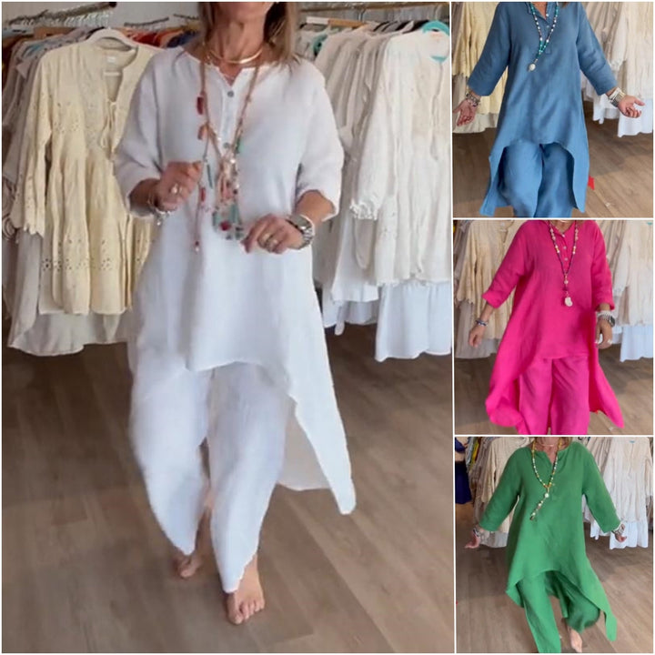 Mille® | Kvinders Casual Ensfarvet Linnedkjole