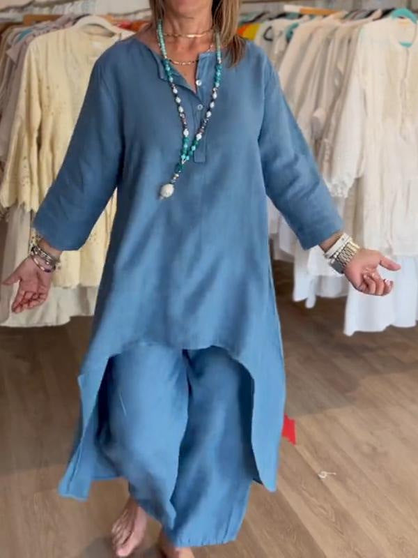 Mille® | Kvinders Casual Ensfarvet Linnedkjole