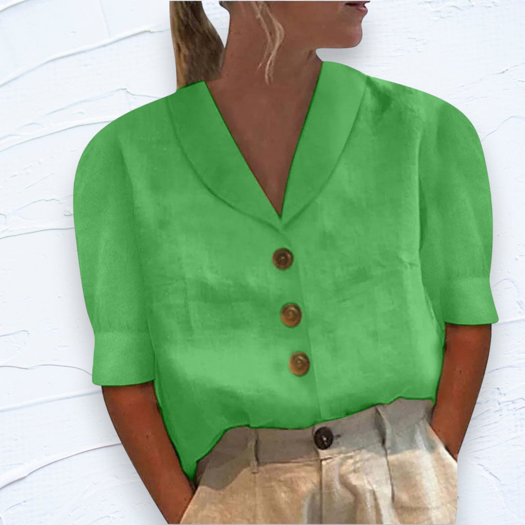Majken® | Retro-Chic Button-Up Bluse med knyttet front