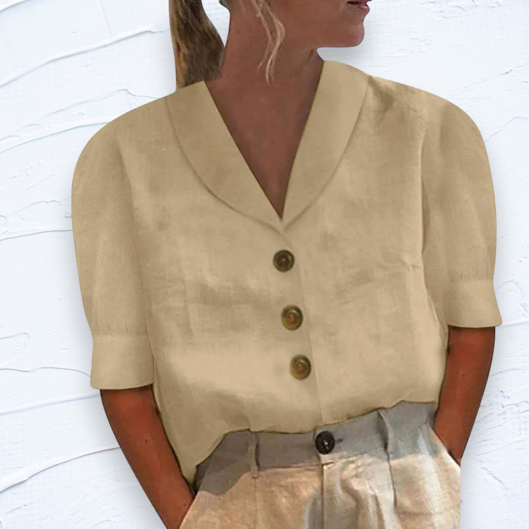 Majken® | Retro-Chic Button-Up Bluse med knyttet front