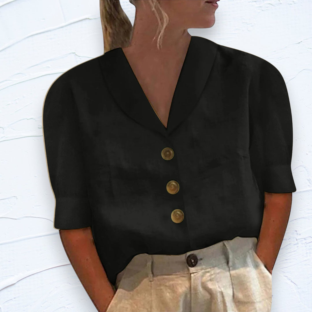 Majken® | Retro-Chic Button-Up Bluse med knyttet front