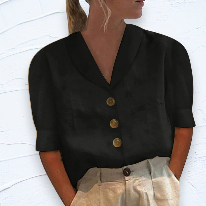 Majken® | Retro-Chic Button-Up Bluse med knyttet front