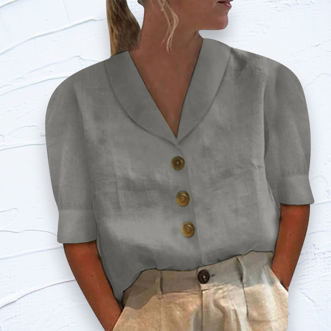 Majken® | Retro-Chic Button-Up Bluse med knyttet front