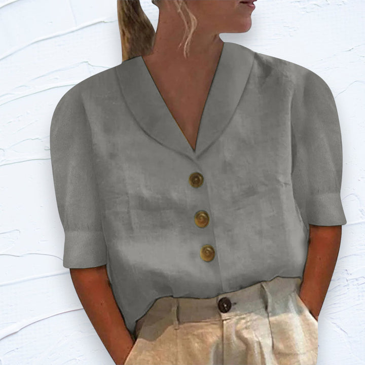 Majken® | Retro-Chic Button-Up Bluse med knyttet front
