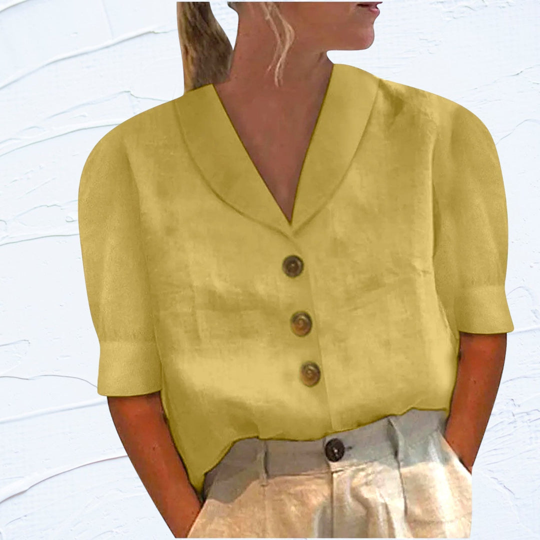 Majken® | Retro-Chic Button-Up Bluse med knyttet front