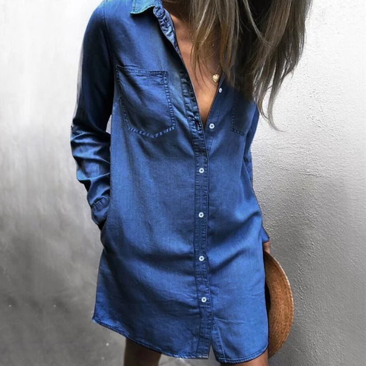 Mette® | Casual Knap-ned Mini Denim Kjole