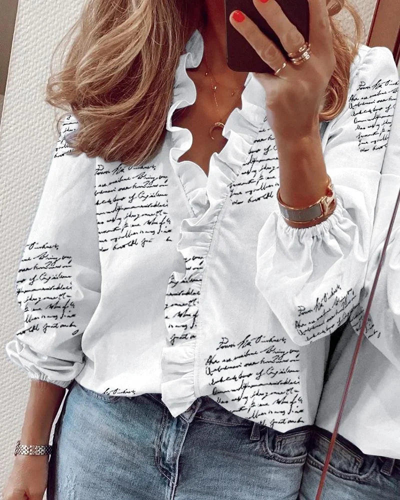 Linora® | Feminin Bluse med Legende Flæser