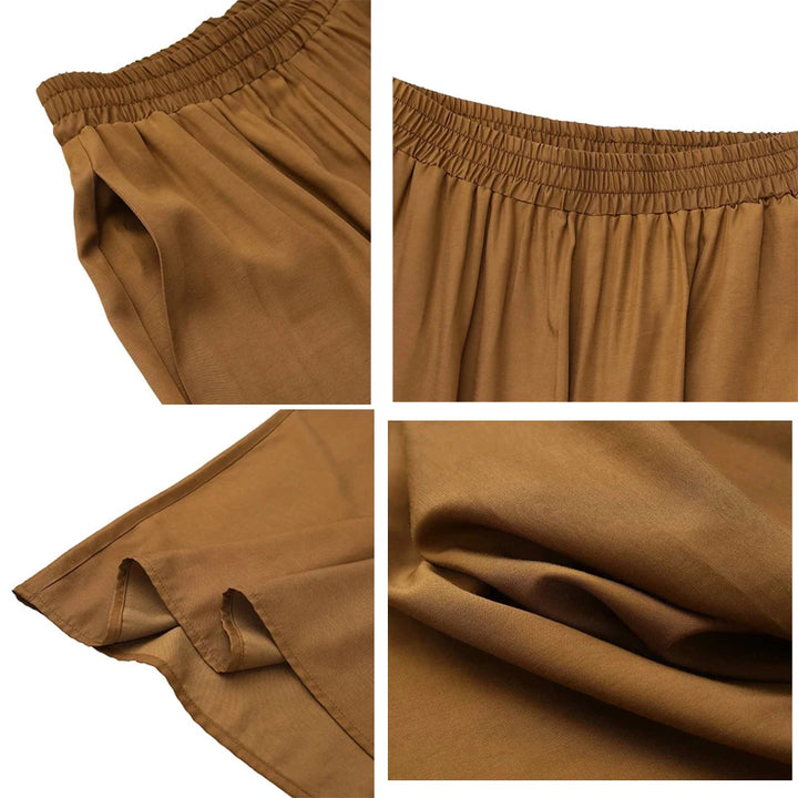 Camilla® | Plus Size Is-Silkebukser med Vide Ben – Forår/Sommer Retro