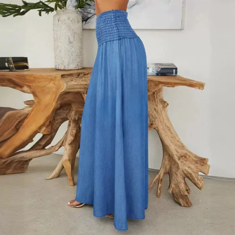 Cecilie® | Lysblå Højtaljede Jeans med Vide Ben – Forår & Sommer