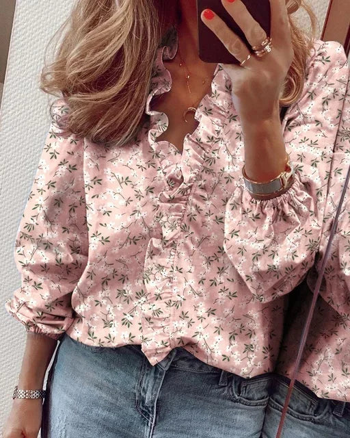 Linora® | Feminin Bluse med Legende Flæser