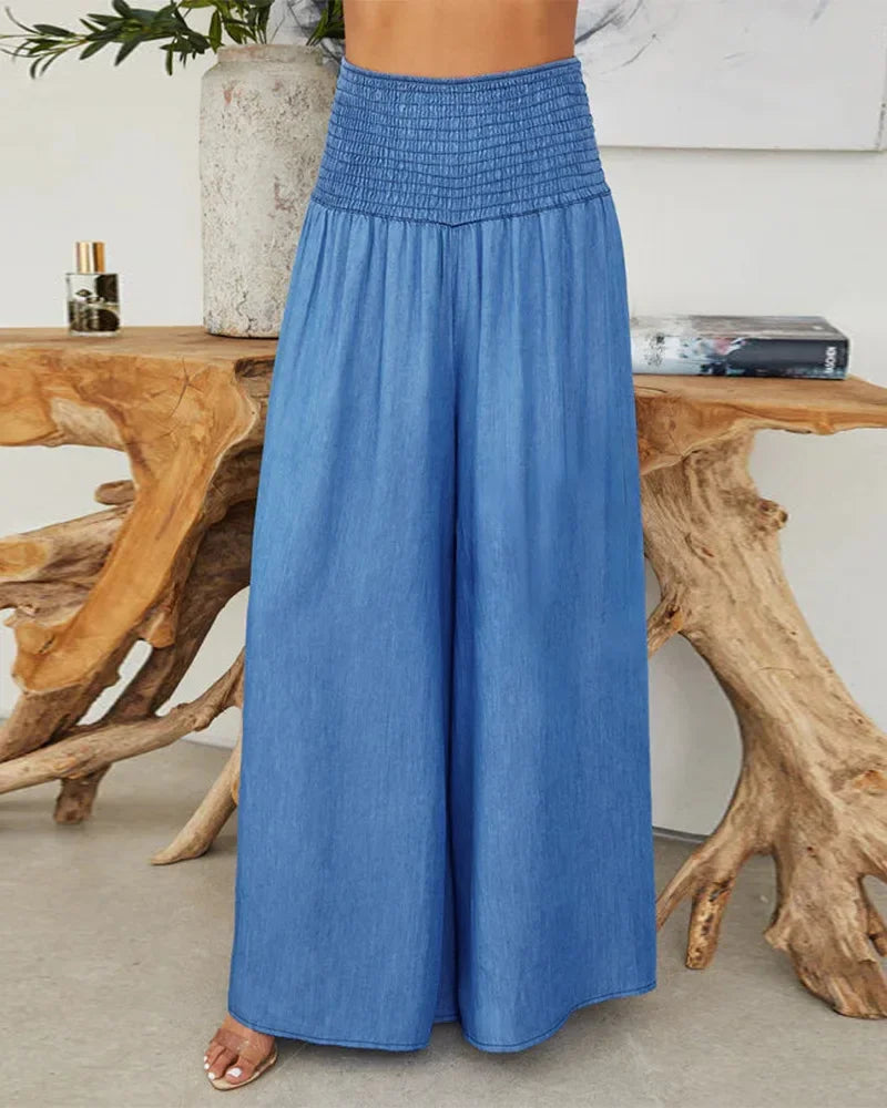 Cecilie® | Lysblå Højtaljede Jeans med Vide Ben – Forår & Sommer