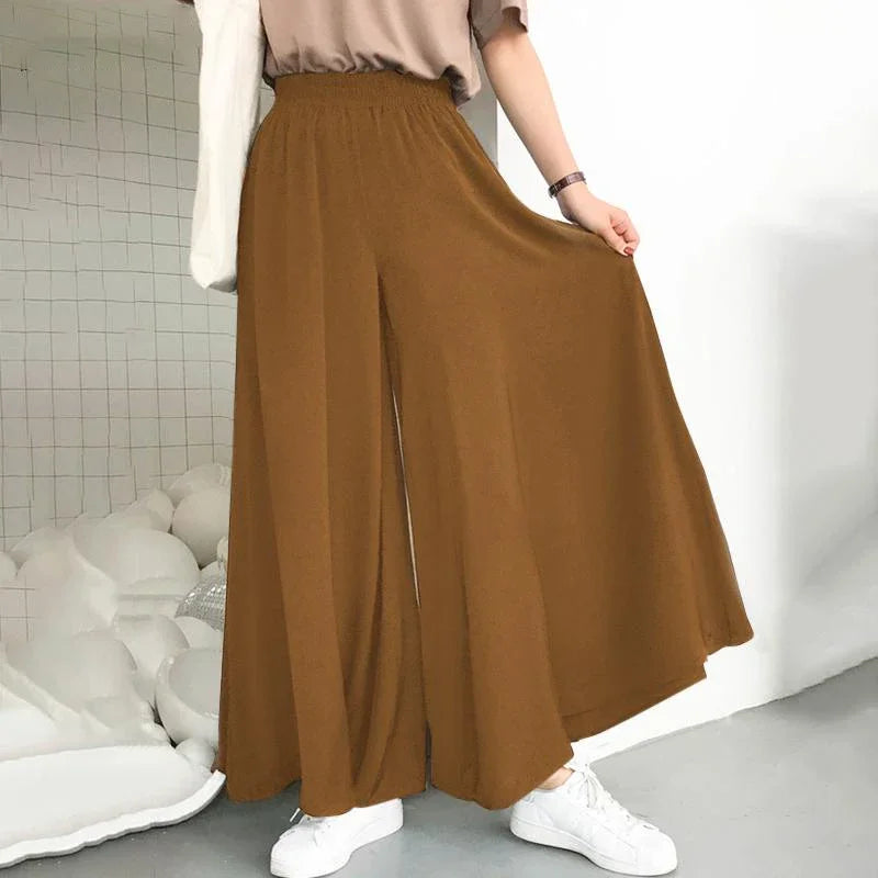 Camilla® | Plus Size Is-Silkebukser med Vide Ben – Forår/Sommer Retro