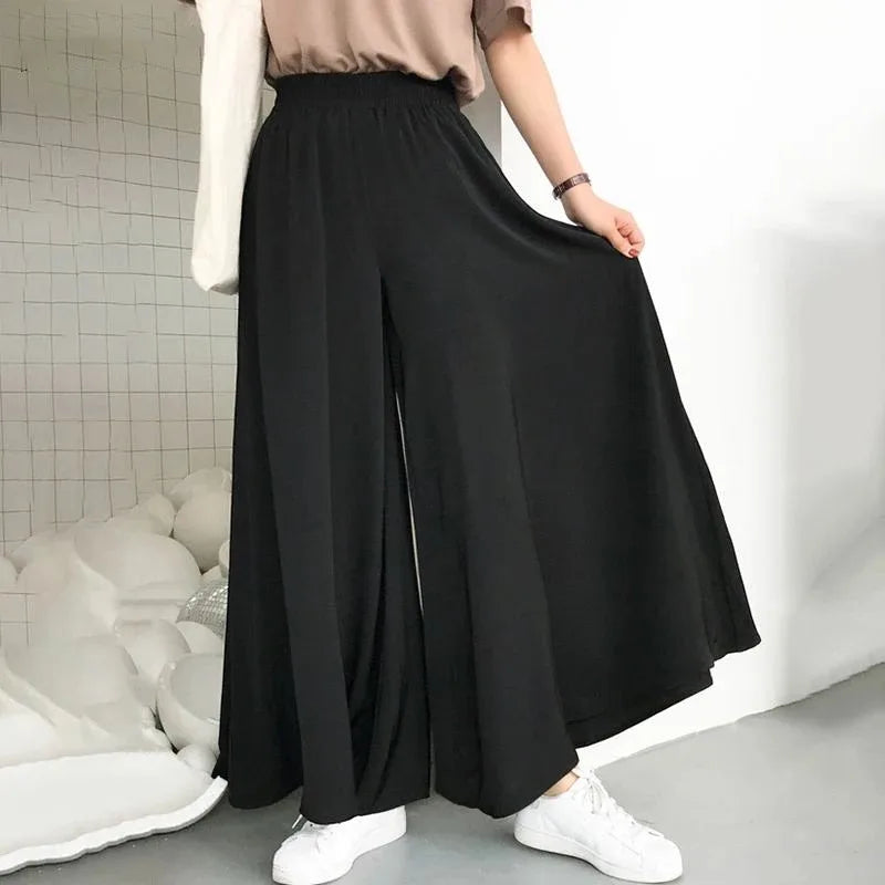 Camilla® | Plus Size Is-Silkebukser med Vide Ben – Forår/Sommer Retro