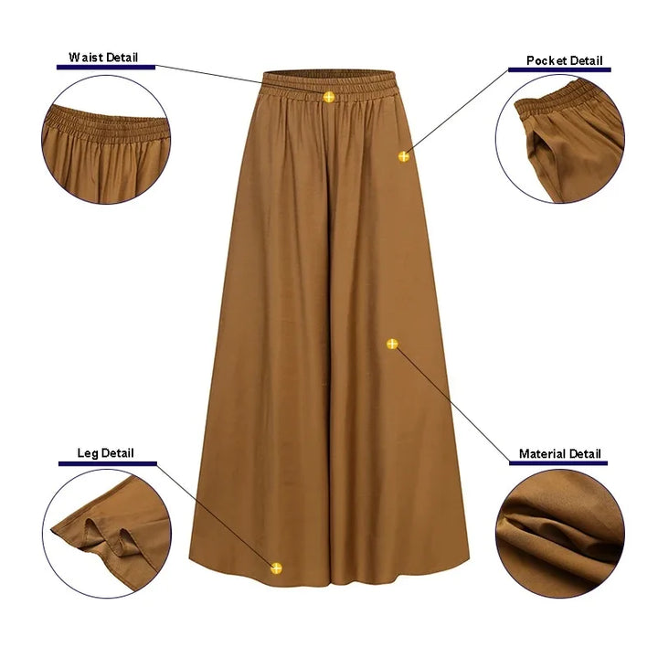 Camilla® | Plus Size Is-Silkebukser med Vide Ben – Forår/Sommer Retro
