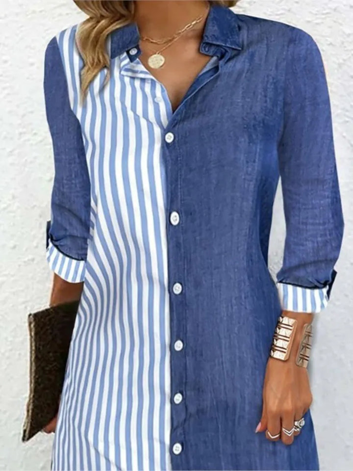Asta® | Stribet Denim Skjortekjole
