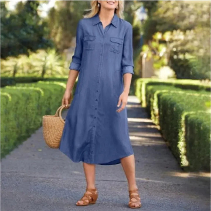 Kamma® | Casual Denim Lomme Lang Kjole