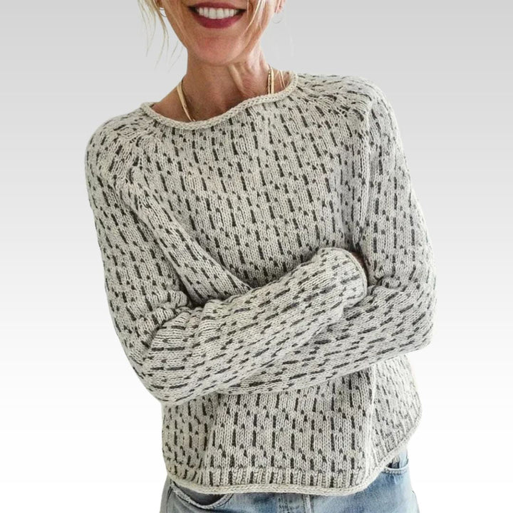 Evelin® | Elegant grå sweater med bådudskæring