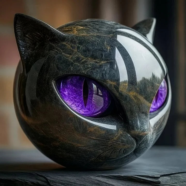 Whispa® | Fangende sort kattehoved-skulptur