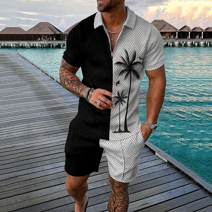 Jannik® | Kokosnød Træ Pikétrøje & Shorts Sæt
