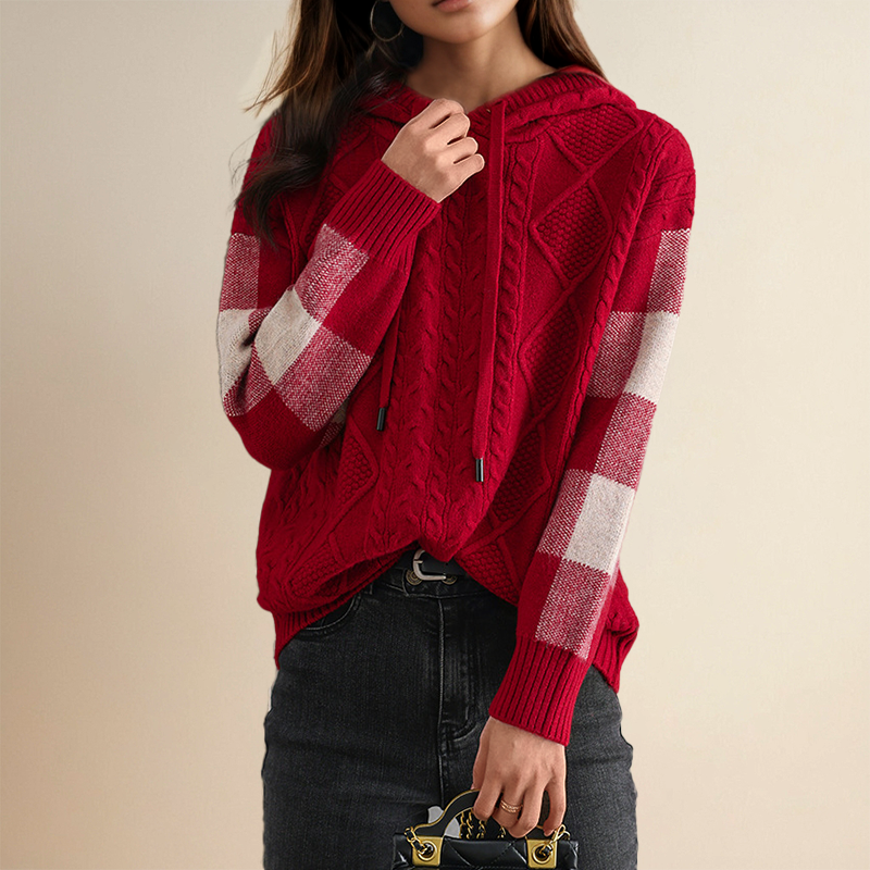 SABINE® | JACQUARD-TRØJE MED HUDE