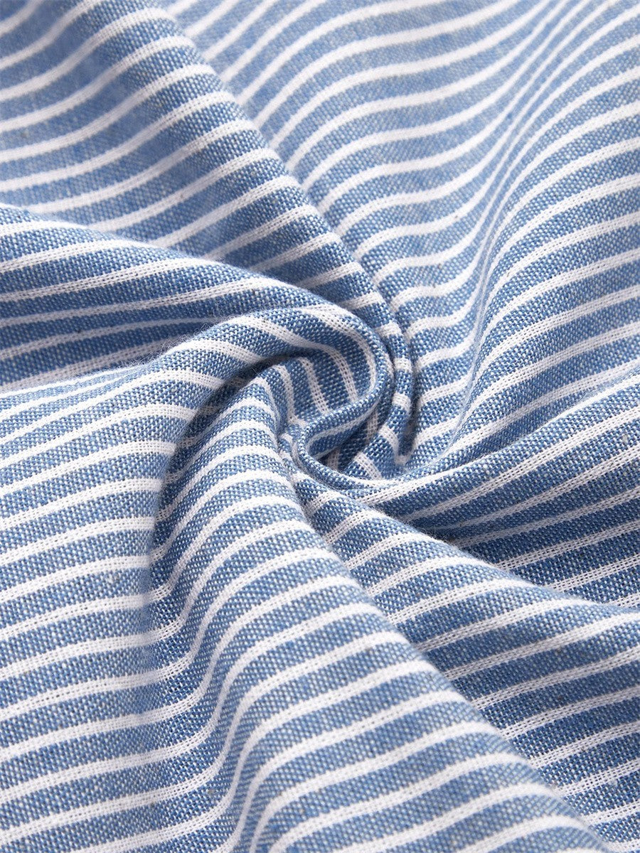 Sanne® | Stribet Midi Kjole med Knapdetaljer