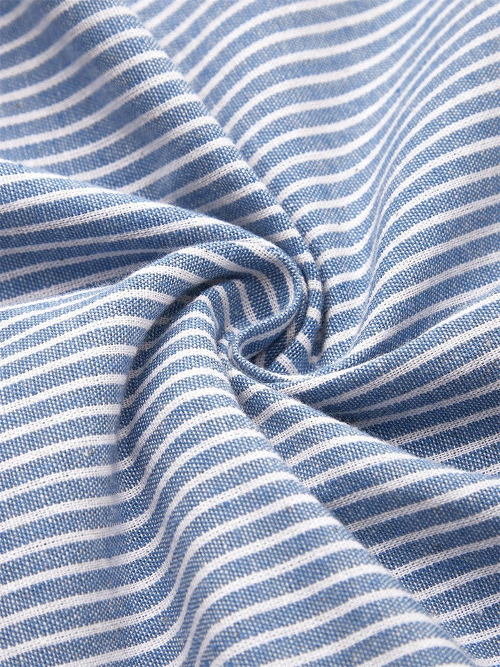 Sanne® | Stribet Midi Kjole med Knapdetaljer