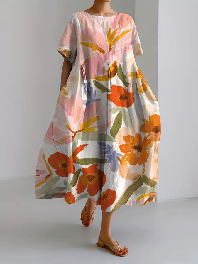Trine® | Botanisk Blomsterdesign Printet Casual Løs Kjole
