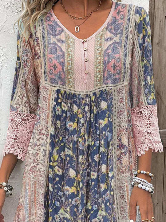 Nicoline® | Boho Blondekant Kjole