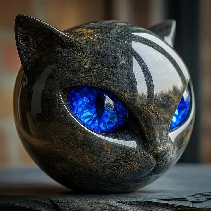 Whispa® | Fangende sort kattehoved-skulptur