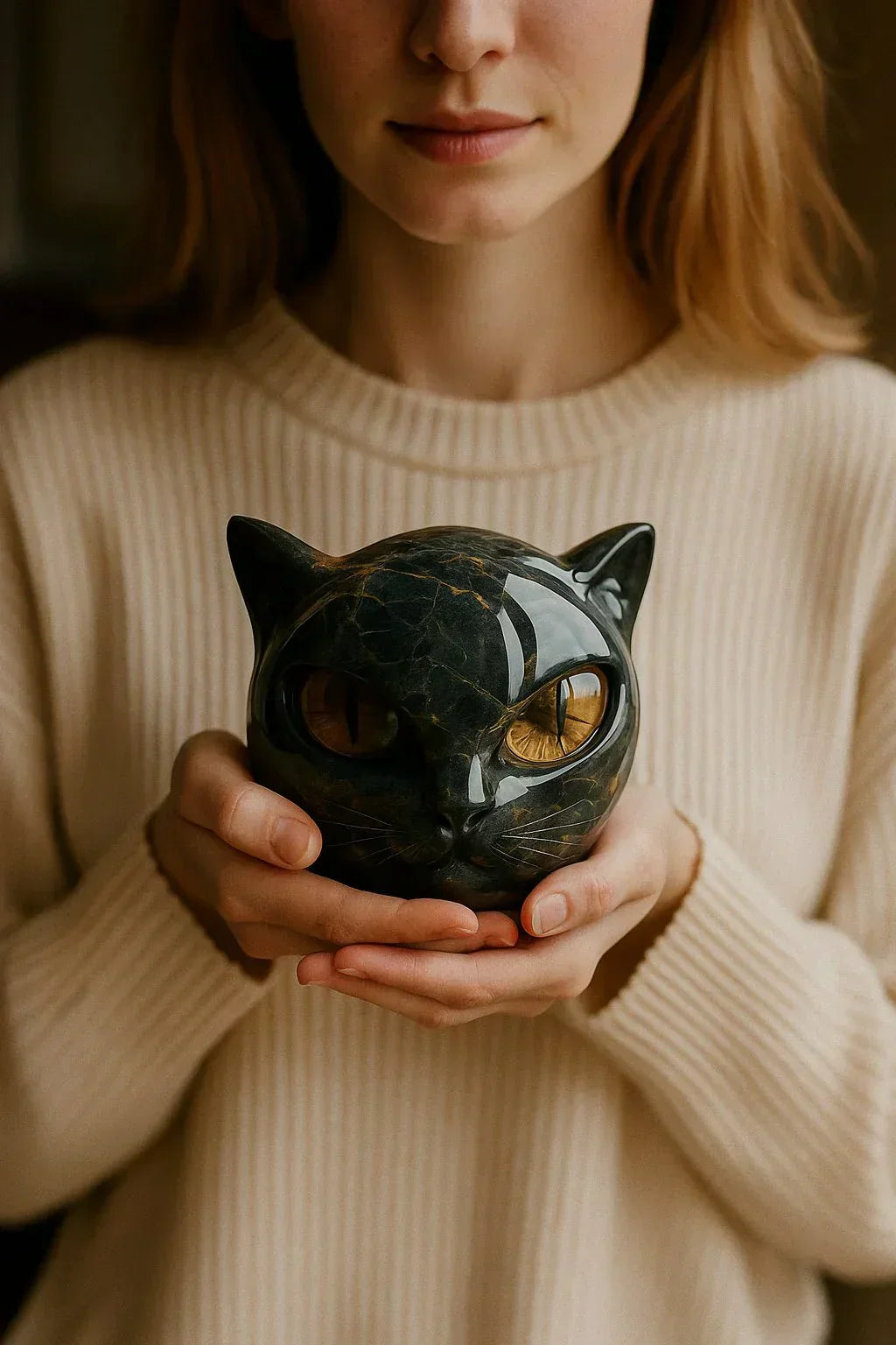 Clawdia® | Fangende sorte kattehovedskulptur