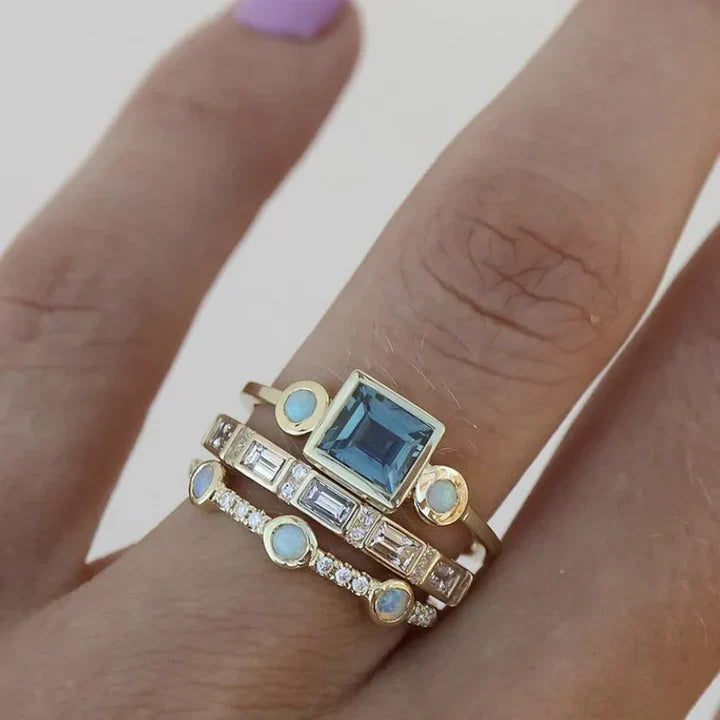 Thalassa® | Ring-sæt med blå zirkon