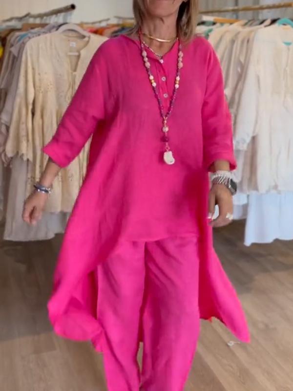 Mille® | Kvinders Casual Ensfarvet Linnedkjole
