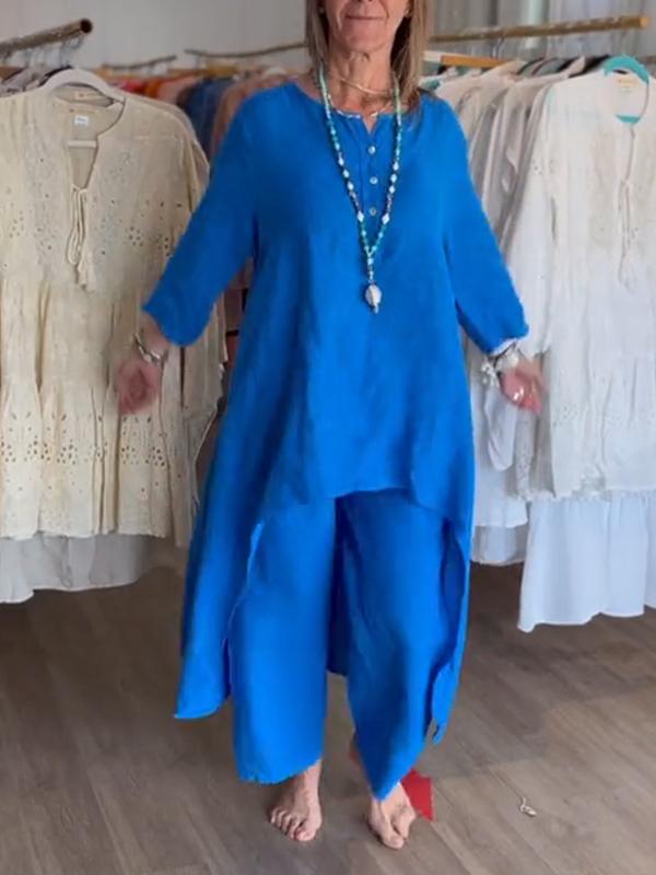Mille® | Kvinders Casual Ensfarvet Linnedkjole