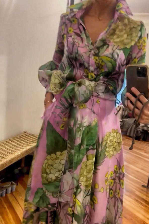 Una® | Elegant Langærmet Pink Maxi Kjole