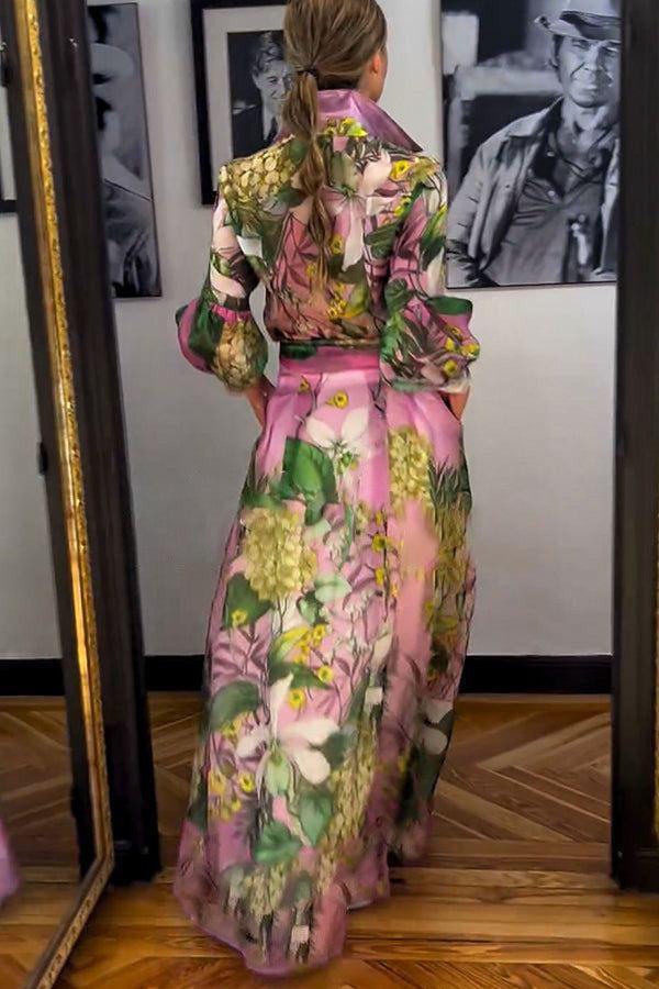 Una® | Elegant Langærmet Pink Maxi Kjole