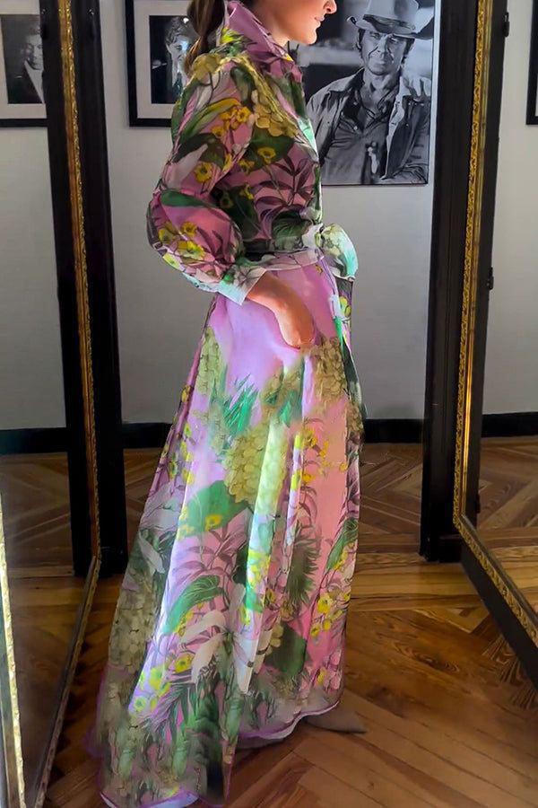 Una® | Elegant Langærmet Pink Maxi Kjole