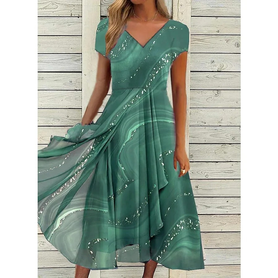 Carina® | V-hals Midi Kjole