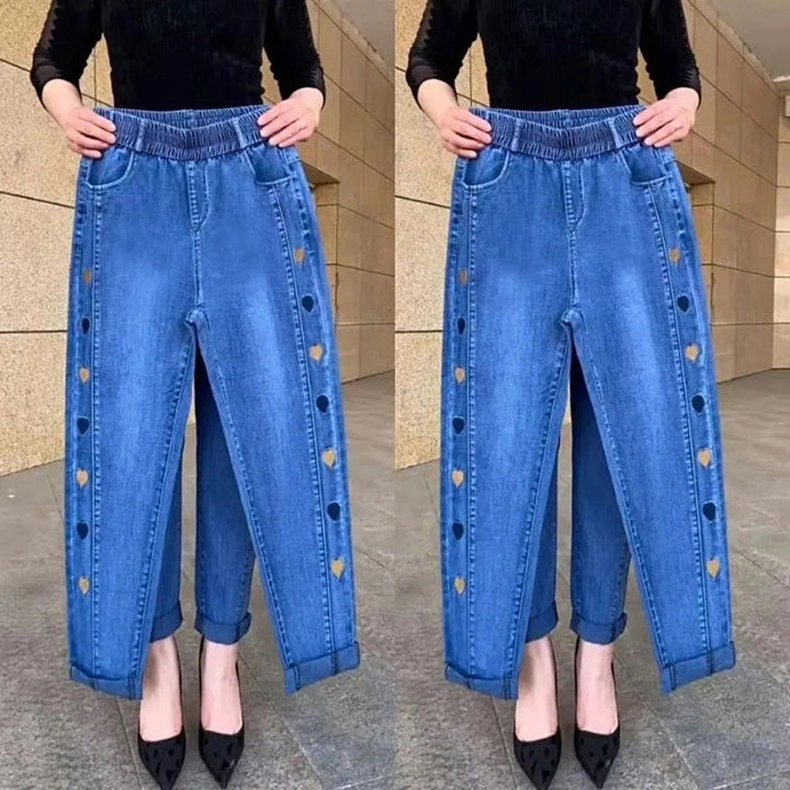 Dotta® | Højt elastiske jeans til kvinder med hjertebroderi