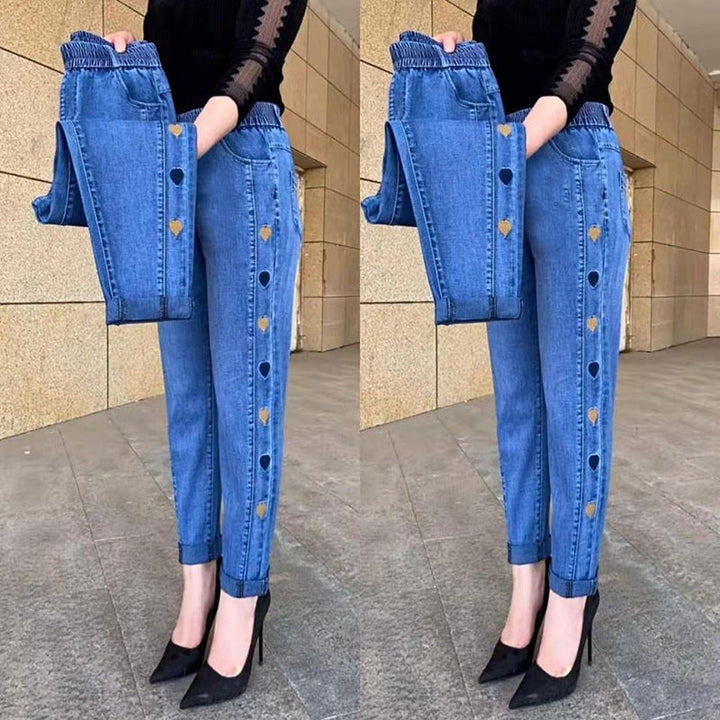 Dotta® | Højt elastiske jeans til kvinder med hjertebroderi